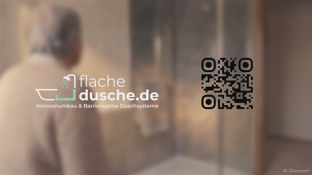 Szene aus dem TV-Spot – das fertige Bad mit bodengleicher Dusche