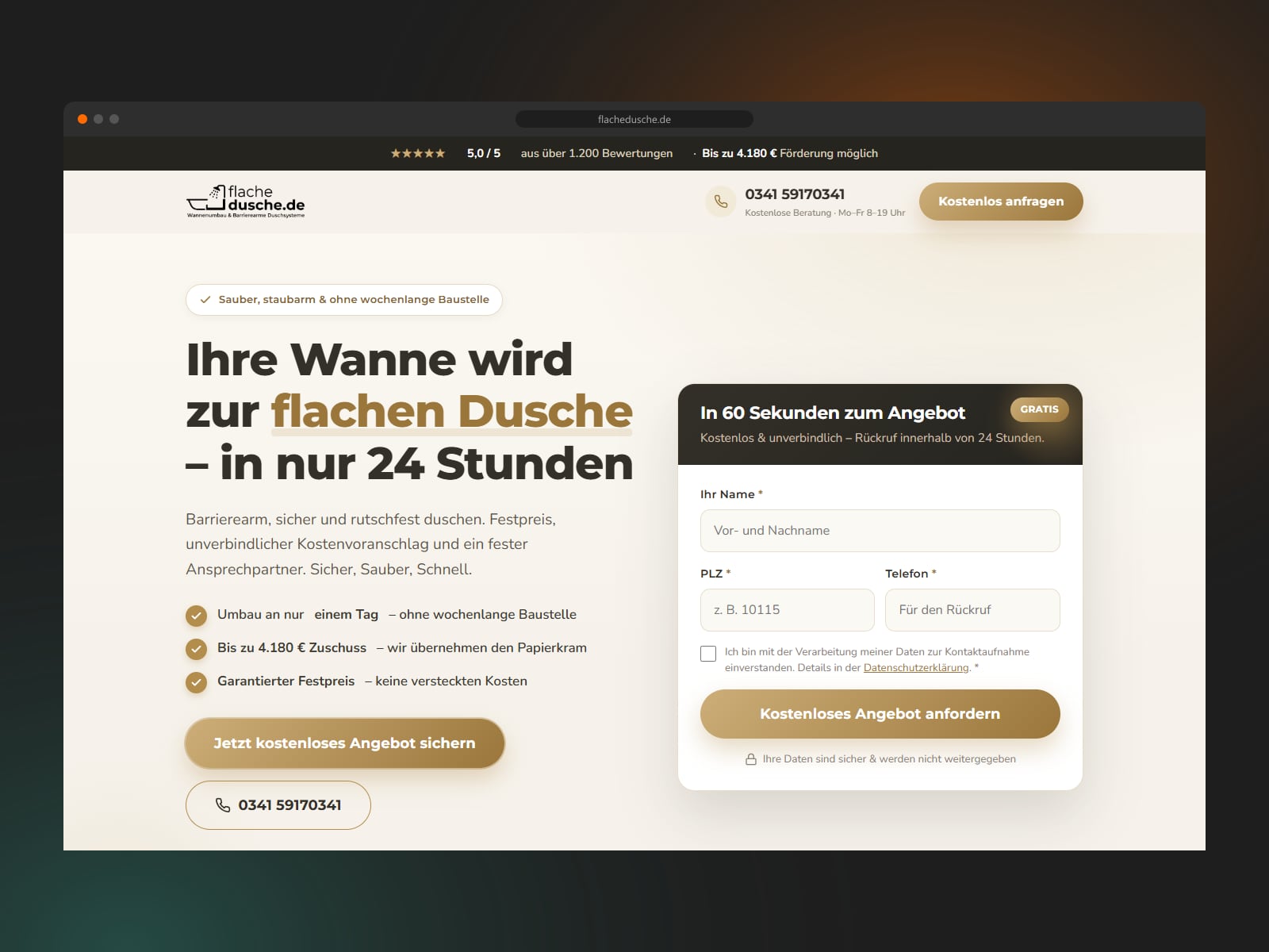Website und KI-TV-Spot für den Badumbau – flachedusche.de